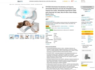 Almohada Viscoelastica de Espuma PHYSEN 62x41x13cm por solo 24,99€