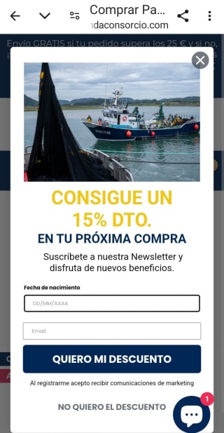 -15% por suscribirnos a la Newsletter de Consorcio.