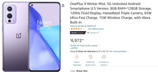 OnePlus 9 Winter Mist 5G Libre 128GB a $6,973 en Amazon