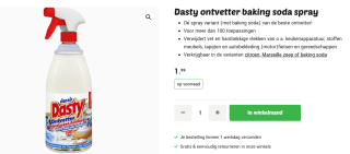 Dasty ontvetter baking soda spray in diverse varianten voor €1,99 bij de Wibra