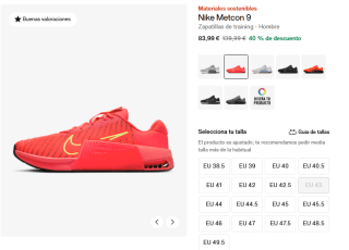 Zapatillas Nike Metcon 9 por 83,99€