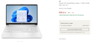 Portátil HP 15s-eq2059ns Ryzen 7, 16GB, 512GB SSD, 15,6", W11 por 509.15€