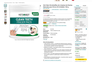 Almohadillas Vet's Best limpieza de dientes para perros por solo 3,66€