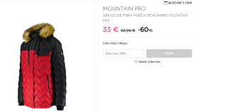 Abrigo de Fibra Hueca para Hombre Mountain Pro por 33€