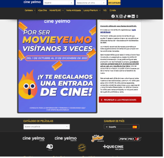 Gratis la tercera entrada de cine con MovieYELMO