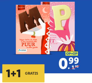 1+1 gratis op kleine Chocoladeletters bij de Lidl via de app