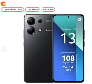 Xiaomi Redmi Note 13 Midnight Black 256 GB 8 GB RAM 6.67" AMOLED FHD+ Snapdragon 685 5000 mAh por solo 155€