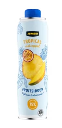 Jumbo fruitsiroop Tropical met appel voor €2 bij Jumbo