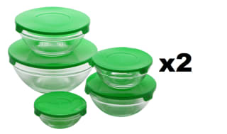2 SET de set de 5 fiambreras de cristal con tapa por solo 6,39€
