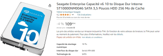 Seagate Enterprise Capacité v6 10 to Disque Dur Interne à 109,90€