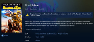 Bumblebee movie HD free to own at Sky Store