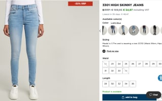 G-STAR RAW Dames 3301 High Waist Skinny Jeans voor €54,97 via G-star