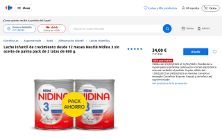 Leche Nidina 3 (2x800g) por 17€
