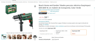 Taladro eléctrico Bosch Home and Garden EasyImpact 600 por 39.95€
