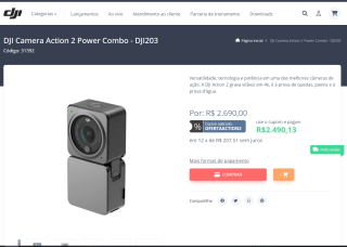 Câmera da Dji, modelo Action 2 DJI203 - R$ 2.490,13