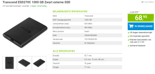 Transcend ESD270C - SSD voor €68,95 bij Megekko