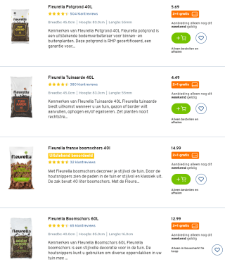 Fleurella potgrond, boomschors en tuinaarde 2+1 gratis bij Gamma