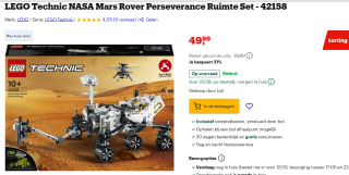 LEGO Technic NASA Mars Rover Perseverance Ruimte Set - 42158 voor €49,99 bij Bol