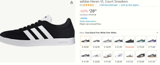 Adidas VL Court Sportswear 2.0 heren sneakers voor €28 bij Amazon