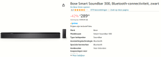 Bose Smart Soundbar 300 voor €289,99 bij Amazon
