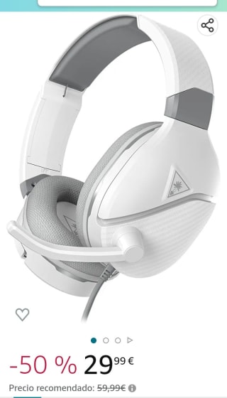 Turtle Beach Recon 200 Blanco Auriculares Gaming por 29,99€.