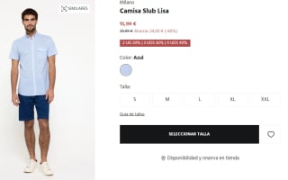 Camisa Slub Lisa para Hombre Milano por 15.99€