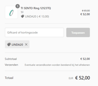 20% korting op geselecteerde sieraden bij Ti Sento