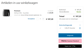 Airfryer XXL 6 porties HD9650/90 voor €187,20 bij Philips