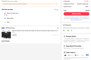 Juego Maletas de Tela 4 Piezas 4 Ruedas Dobles Giratorias y Cerradura 18" 20" 24" 28" a solo 89,70€