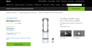 Chauffage ventilateur Dyson Hot+Cool Jet Focus AM09 à 299€