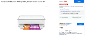 Impresora Multifunción HP Envy 6030e, 6 meses Instant Ink con HP+ por 75€
