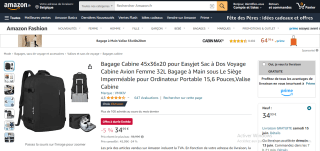 Sac à dos - bagage cabine compatible Easy Jet à 34,99€