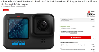 GoPro Hero 11 Black, Cámara deportiva de 5.3K, 24.7 MP, SuperFoto, HDR, HyperSmooth 5.0, Slo-Mo x8, Sumergible 10m por 399€