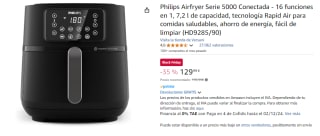 Philips Airfryer Serie 5000 Conectada - 16 funciones en 1, 7,2 l de capacidad por 129.99€