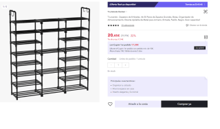 Zapatero de 8 Niveles, 46-50 Pares de Zapatos por 20.45€ (Cuenta Nueva 12.27€)