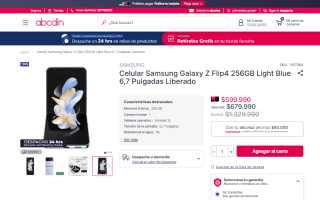 Celular Samsung Galaxy Z Flip4 256GB Light Blue 6,7 Pulgadas Liberado por $599.990