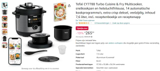 Tefal CY7788 Turbo Cuisine & Fry Multicooker voor €265,99 via Amazon na cashback