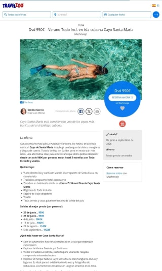 Cayó Santa María en Cuba 8 días T.I desde 950€.