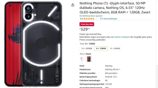 Nothing Phone (1) 8GB/128GB Zwart voor €329,99 bij Amazon