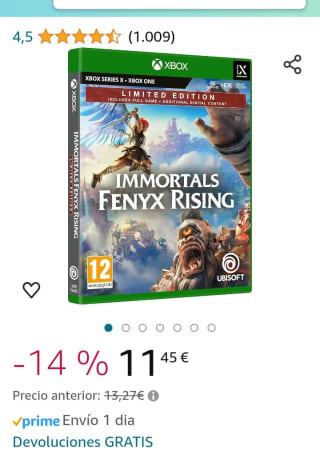 Inmortals Fenyx Rising Limited Edition Xbox Series X, Xbox One por 10,31€.