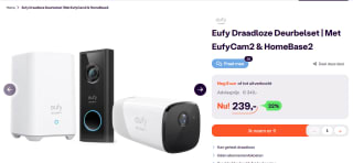 Eufycam 2 - 1 beveiligingscamera + EUFY Videodeurbel 2K met Homebase voor €239 bij Ibood