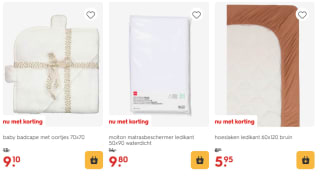 30% korting op hydrofiele doeken, babydoekjes en bed- en badtextiel bij Hema