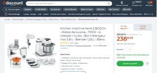 Robot pâtissier Bosch Serie 2 MUMS2EW40 - 700W à 238,49€