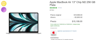 MacBook Air 13" M2 256GB por $15,199 en Costco