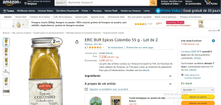 Lot de 2 pots d'Epices Colombo Eric Bur - 55g à 7,35€