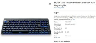 MOUNTAIN Teclado Everest Core Black por 39,99€ amazon