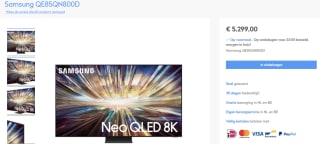 Samsung Neo QLED QN800D 85" Zwart voor €5.299 bij El-vidas