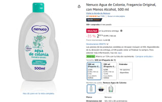 Nenuco Agua de Colonia, Fragancia Original, con Menos Alcohol, 500 ml por 2,02€