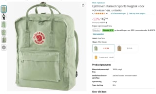Fjallraven Kanken Sports Rugzak mintgroen voor €37,64 bij Amazon