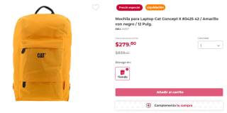 Mochila para Laptop Cat Concept X 12" por $280 en Office Depot